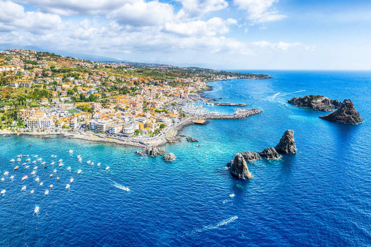 Panoramic View Of Catania Seen From A Drone In Sicily, Italy