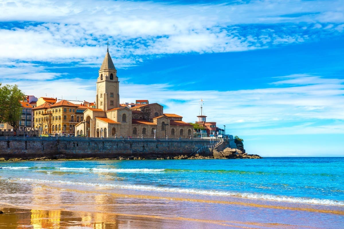 Gijon Coastal City In Asturias, Spain